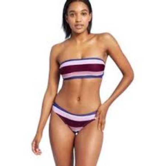 NWT Kona Sol stripped bandeau bikini top Medium, straps - Picture 10 of 11